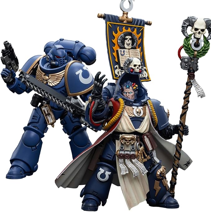 JOYTOY Action Figure 1/18 Warhammer 40,000 Ultramarines Chief Librarian Tigurius and Ultramarines Intercessors 2PCS Collection Model Birthday Gifts