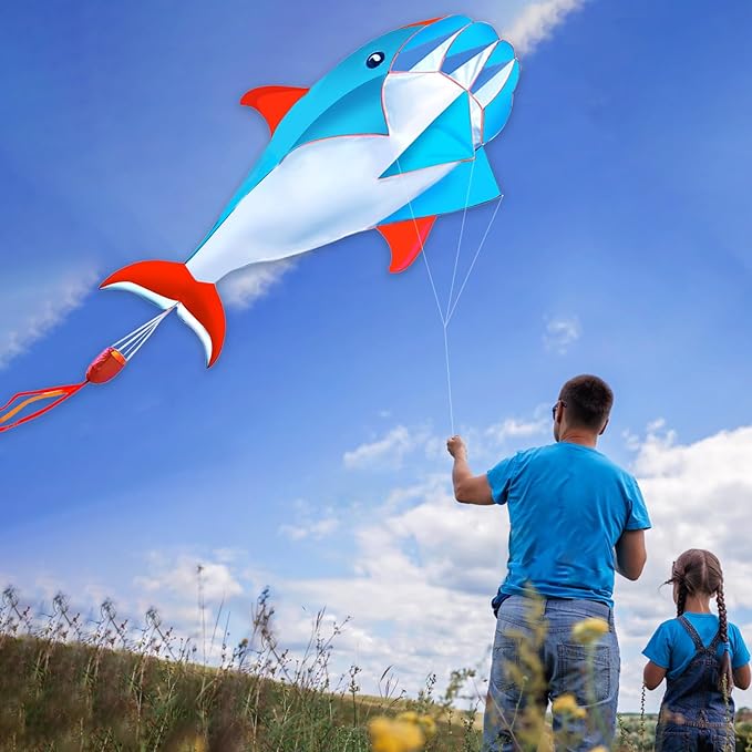 HENGDA KITE 3D Kite for Kids and Adults,Easy to Fly,Excellent Fabric and Structure Design，Huge Frameless Soft Parafoil Giant Whales Dolphins Kite