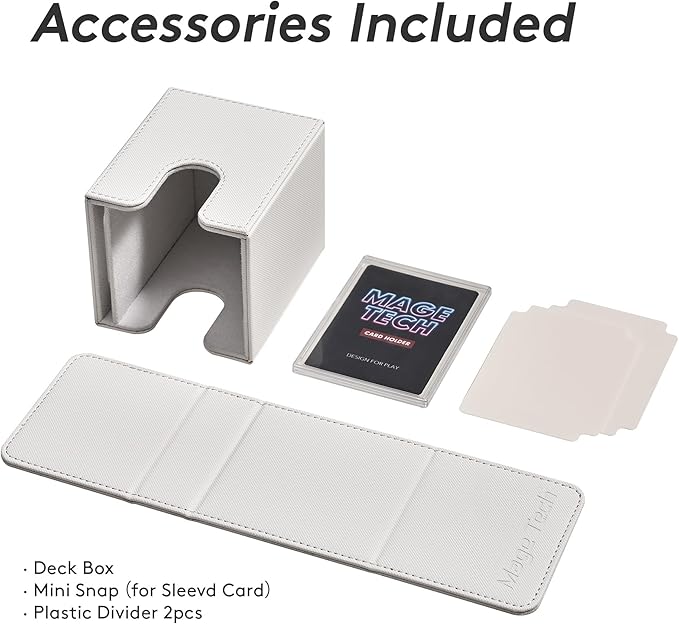 Commander Deck Box Lite - Card Display with Mini Snap Card Holder & Removable Cover, Fits 100+ Single-Sleeved Cards, Ideal for MTG, PTCG, OPCG, SWU & More (White)