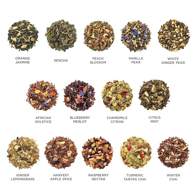 Tea Forte Single Steeps Loose Leaf Tea Sampler, Assorted Variety Tea Box, 15 Single Serve Pouches, Classic Tea