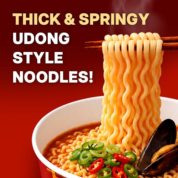 Nongshim Ramen Noodles, Gourmet Instant Ramen cup, Premium Microwavable Noodle Soup, Neoguri Spicy Seafood, 2.64 Ounce (Pack of 6)