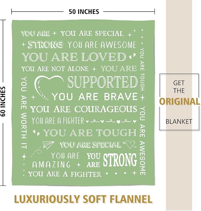 Get Well Soon Gifts for Women- Inspirational Gifts Blanket | Thinking of You Gift for Friend Sister Coworker, Feel Better After Surgery Present for Sick Women, 60'' x 50''