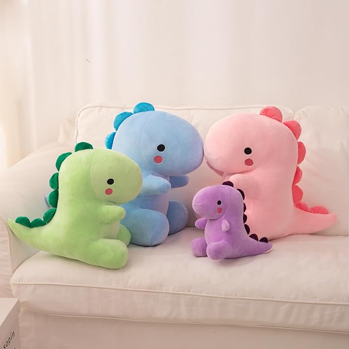 Plush Dinosaur Stuffed Animal Cute Toys Anime Dinosaur Soft Throw Pillow Gift for Children Boys Girls Blue 10.6 inch