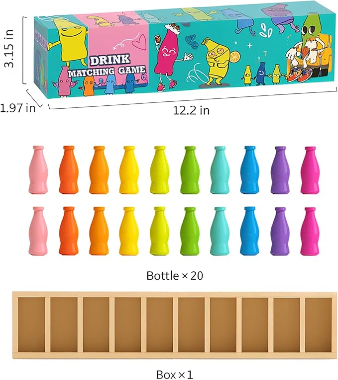 Bottle Color Match Game, Fun Family Board Game for Kids 8-12, 2-4 Player Bottle Collision Game for Kids and Adults, Perfect for Travel Camping Holidays Party Night
