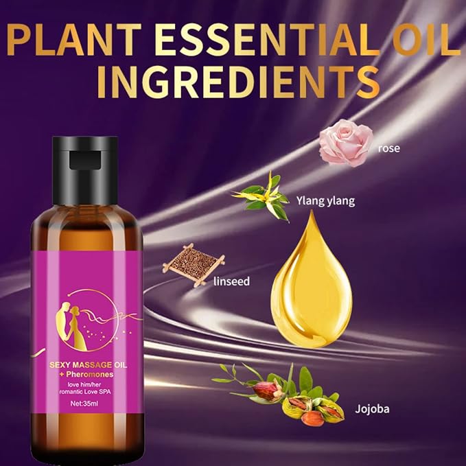 Massage Oil for Couples, Pheromones Massage Oil Lover Spa for Women and Men, Romantic Love Him/Her 1.18 Fl oz Sample (2)