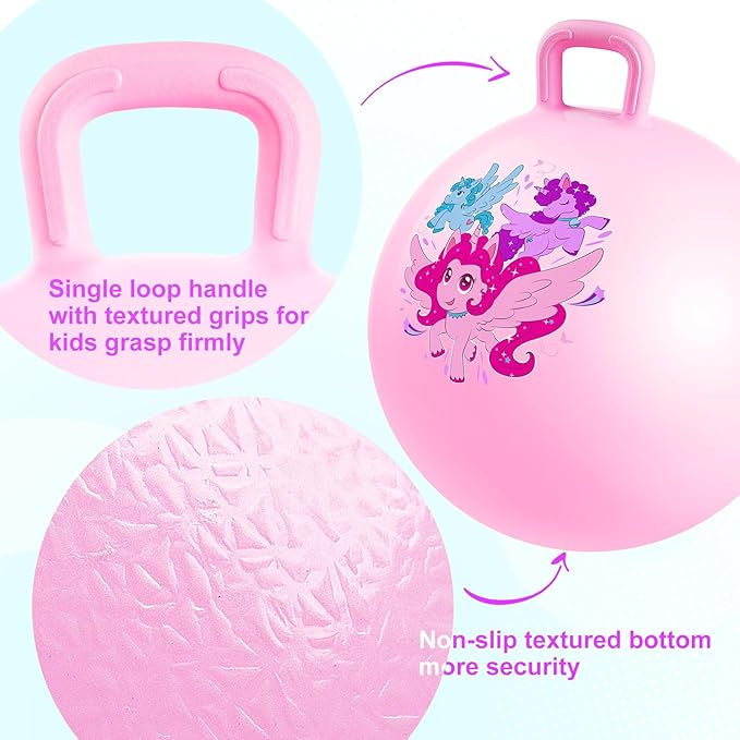 ZOOJOY 6pcs Hopper Balls for Kids 3-8, 18In Dinosaur & Unicorn Bouncy Ball with Handle, Sit on Hopping Toys for Sport/School/Team Active Play, Hippity Hop Ball for Indoor Outdoor Games with Pump