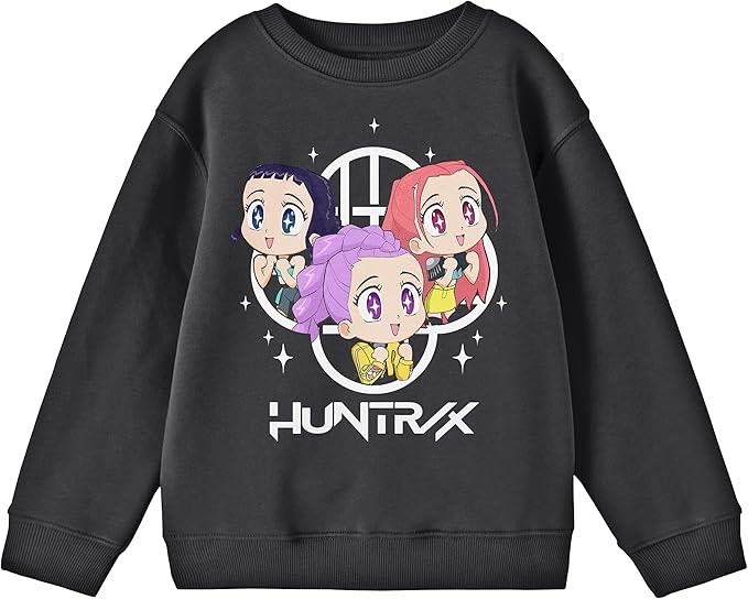 Kpop Demon Hunters HuntrX Excited Kawaii Chibi Art Youth Crew Neck Long Sleeve Sweatshirt
