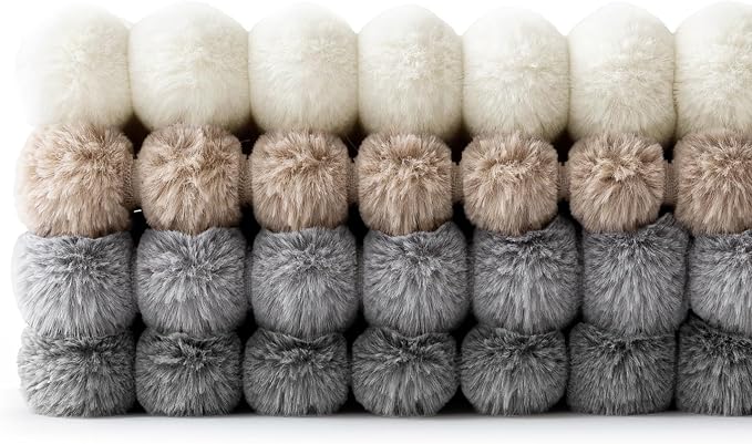 MIULEE Faux Fur Plush Decorative Throw Pillow Covers 18x18, Grey Taupe | Set of 4, Striped, Soft Boho Farmhouse, Rustic Home Decor, Cushion Cases for Sofa Couch Bed Living Room