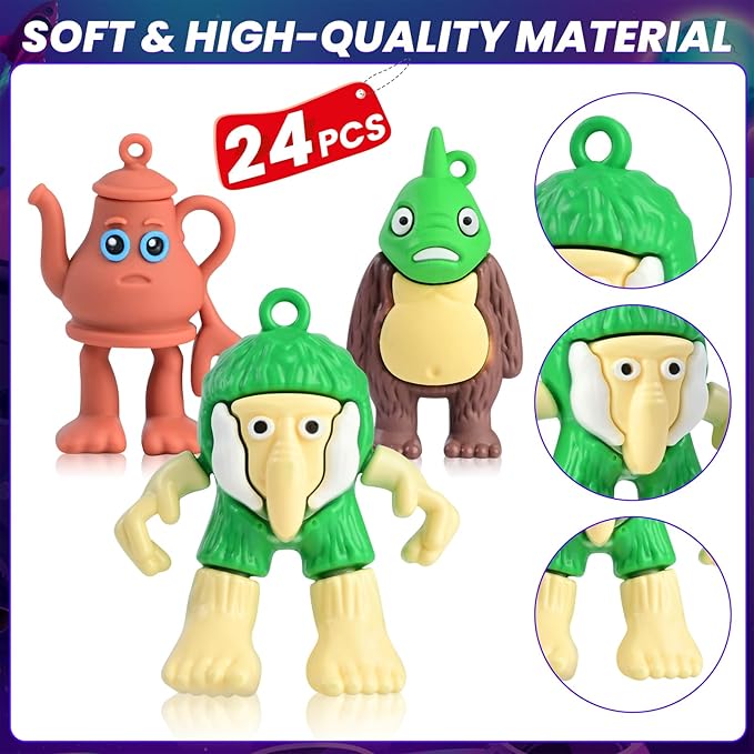 24 Pcs Italian Brainrot Blind Box Toy Set - Includes Trading Cards & Keychains，Tralalero Tralala Action Figure，Tung Tung Tung Sahur Doll