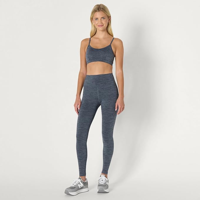 Amazon Essentials Women's Active FormFlex Buttery Soft Light Support Heathered Spaghetti Strap Yoga Sports Bra