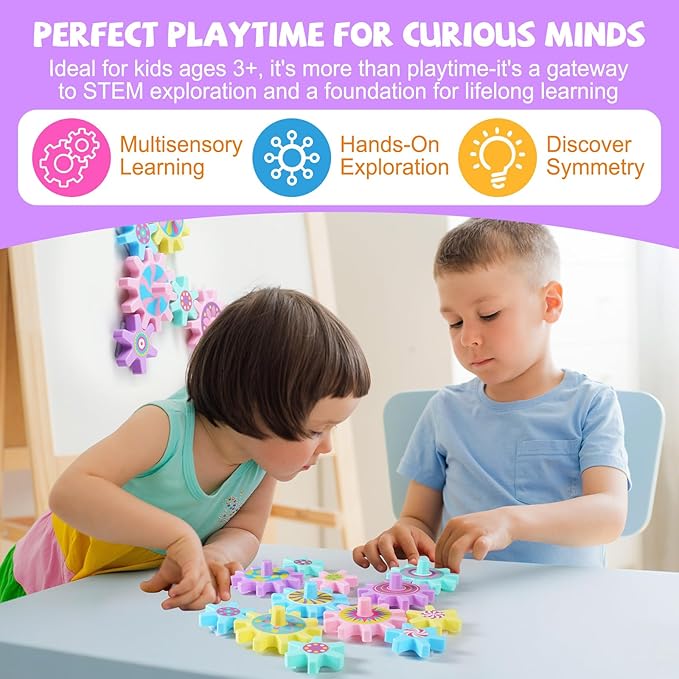 36 Pcs Magnetic Gears Interchangeable Learn Magnetic Spinning Gears for Magnetism Refrigerator or Whiteboard (Macaron)