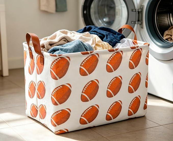CLOCOR Rectangular Storage Basket, Waterproof Storage Bin, Gift Basket(Rugby)