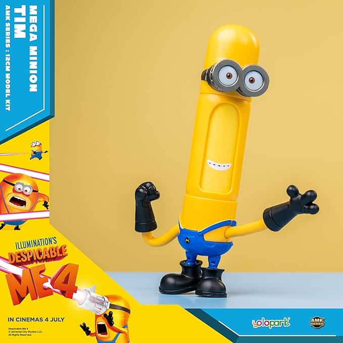 YOLOPARK Minions Despicable Me 4 Toys, 5.1 Inch Mega Tim Action Figures, Magnetic Head and 360°Rotatable Body with Stretchable Arms Minion Model Kits，Gifts for Kids Ages 8 Years & Older