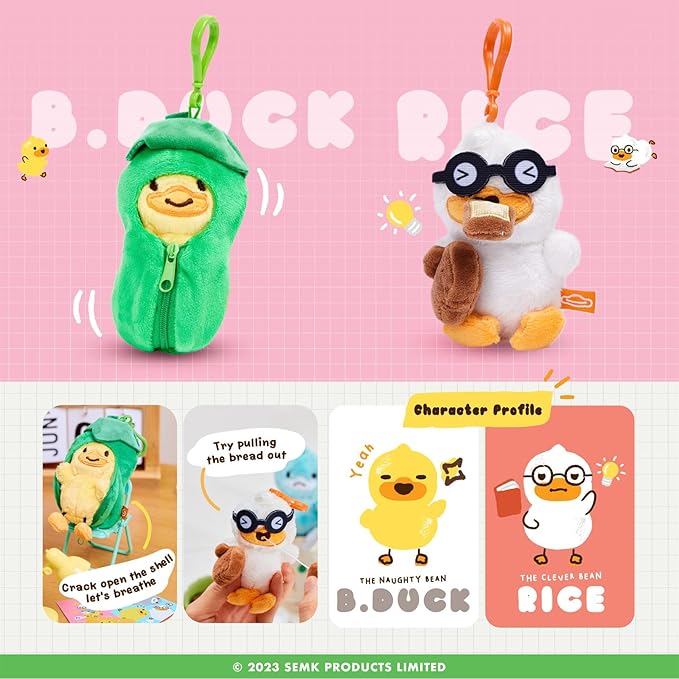 B.Duck Bean Duck Blind Box Plush Keychain Cute Duck Collectible Toys with Hidden Secret Edition, Cute Playful Animal Figures Pendant Keychain,Soft Plush Pendant Gift for Kids,Collectors
