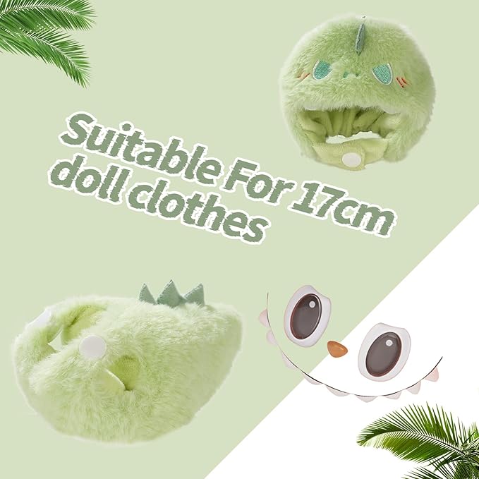 Cute Clothes for Doll Design Outfit Pop Blind Mystery Box Accessories Mart Mini La Boo-Boo Blah Bu Bu BuLafufu Ropa Plush Toy Stuff Dress Overalls Hoodie Pajamas (Green Dinosaur)