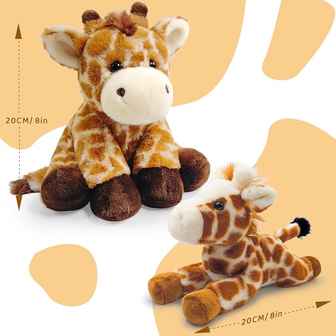 2 Pcs Giraffe Stuffed Animal Toys Set,8 INCH Soft and Plush Stuffed Animals for Girls Realistic Animals Gifts,Cute Soft Giraffe Animal Boys and Girls Toy for Toddlers