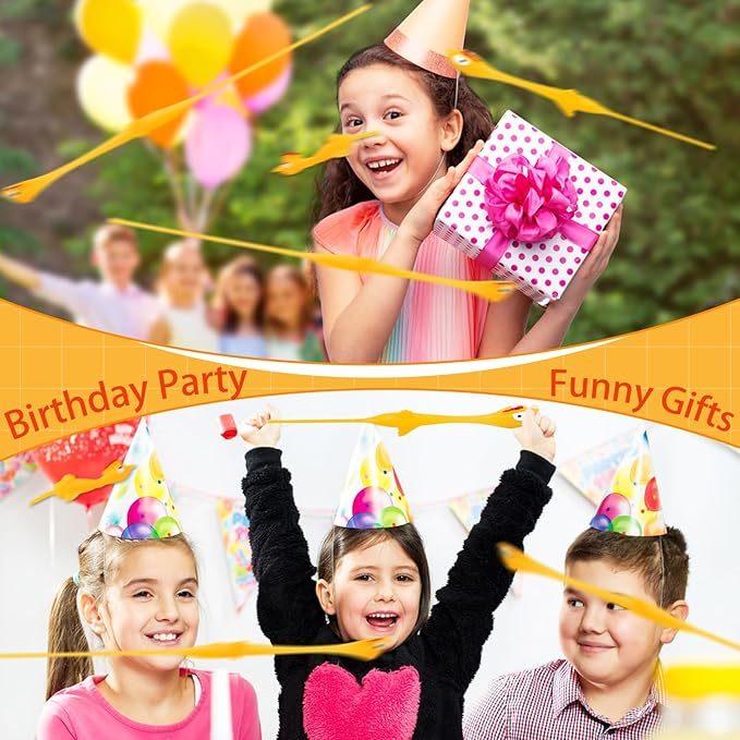 Dshengoo 30 Pack Finger Slingshot Chicken Rubber,Flick Stretchable Flying Sling Shot Chick Fingers for School Reward Halloween Birthday Party Favors White Elephant Gift Exchange