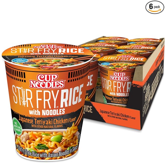 Nissin Cup Noodles Stir Fry Rice with Noodles, Japanese Teriyaki Chicken, 2.75 Ounce (Pack of 6)
