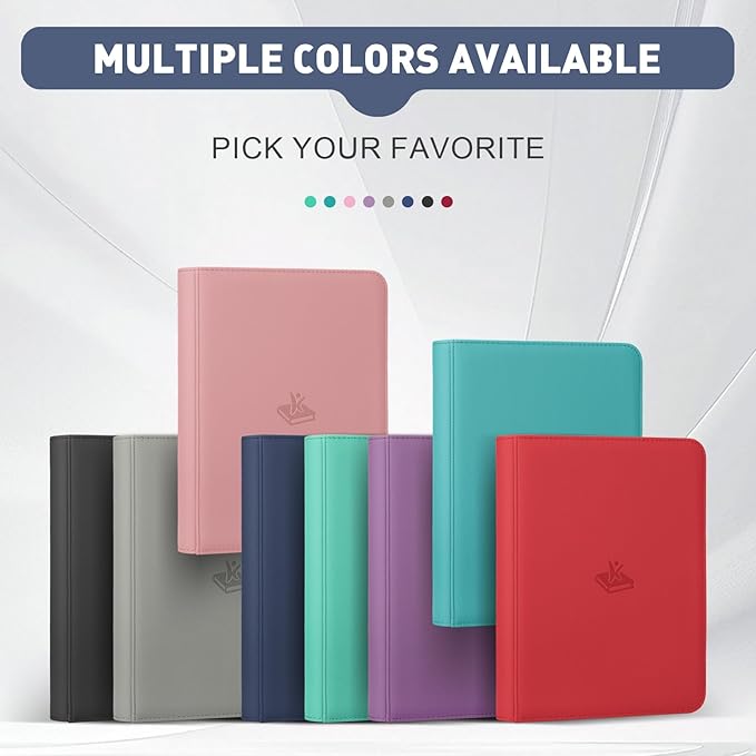 Trading Card Binder 9 Pocket - 180 Cards Capacity, Side Loading Card Album with Zipper Closure, Card Collection Holder for TCG, Game Cards, Sports Cards, Yugioh（Navy Blue）
