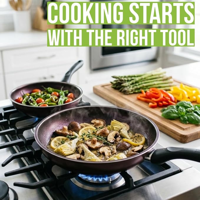TECHEF - Art Pan 8" & 12" Nonstick Frying Pan Set, PFOA-Free, Dishwasher-Safe, Made in Korea