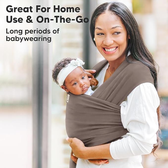 KeaBabies Baby Wrap Carrier - All in 1 Original Baby Carrier Newborn to Toddler Sling, Easy to Wear, Hands Free Bonding, Lightweight, Breathable Infant Wraps (Copper Gray)