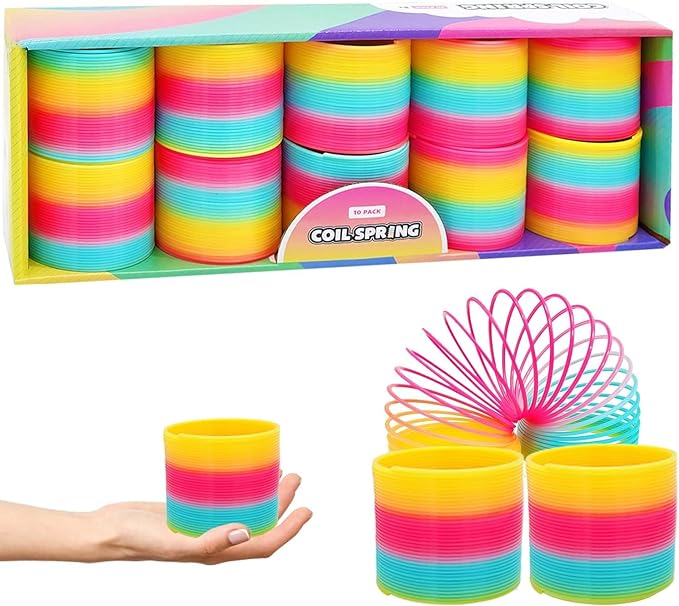 The Dreidel Company Plastic Multicolor Coil Spring, Goody Bag Fillers, Party Favor for Kids, 3" Inches (80mm) (120-Pack)