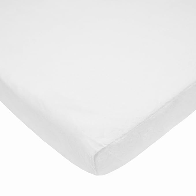 American Baby Company Heavenly Soft Chenille Fitted Pack N Play Playard Sheet 27" x 39", Warm and Cozy Chenille Pack and Play Sheet, White, for Boys and Girls, Fits Most Mini Crib Mattresses