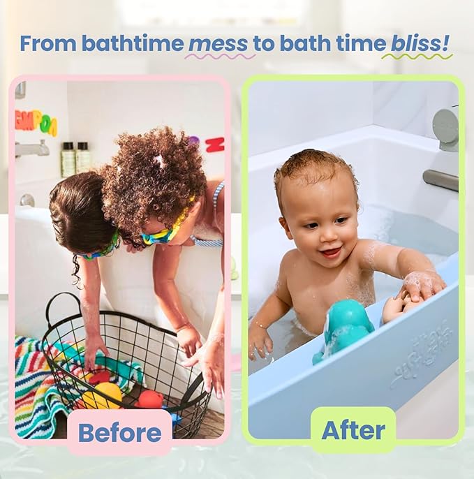 Original PlayPad, Bathtub Splash Guard Play Shelf - Toy Tray Caddy Holder Storage - Suction Cups Attach to Bath Tub - No Mess Water Spill in Bathroom for Toddlers Kids Baby (Pink)