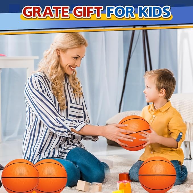 4 PCS 8.5inch Basketball for Kids Adults, Replacement Ball for Swimming Pool, Realistic Bounceand Grip for Indoor and Outdoor Play