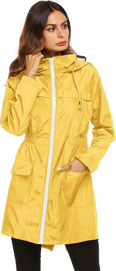 Lomon Women Waterproof Lightweight Rain Jacket Active Outdoor Hooded Raincoat