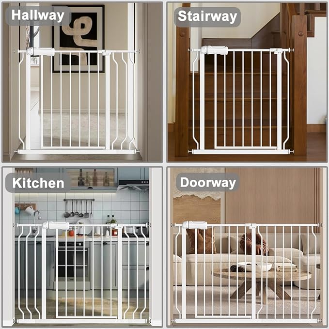 Fairy Baby Extra Wide Baby Gate for Dogs Pressure Monuted Safety Gate for Living Room, Fits 62 Inch to 67 Inch with No Drill Auto Close Dog Gate for Doorways, White