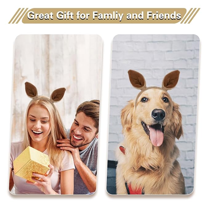 Beviliu 4p Animals Ear Kangaroo Ears Headband Realistic Fluffy Cat Bunny Dog Hairband Halloween Christmas Costume for Washing Makeup Cosplay Party