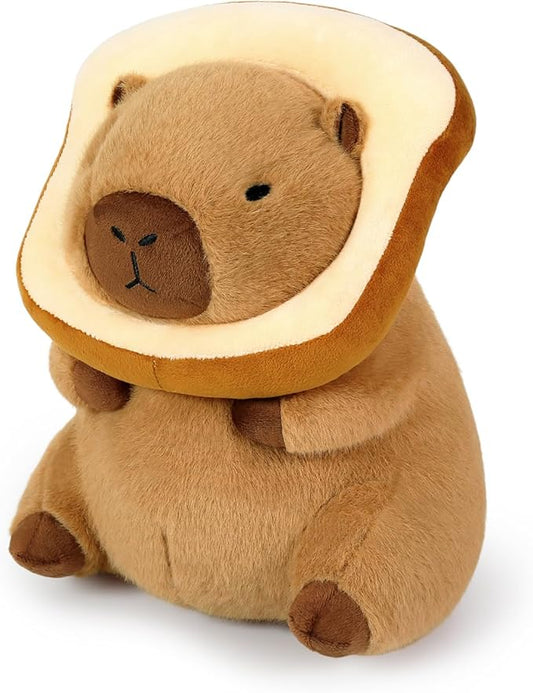 Ditucu Cute Capybara Plush Pillow with Wearable Toast Headgear Stuffed Animal Bread Capibara Plushies Toys Gifts for Kids Brown 13.7 inch