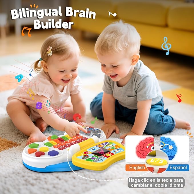 Interactive Laptop Toys for Toddler 2-4: Educational Bilingual Kids Computer with LCD Screen & Learning Toys for 2-3 Year Olds -Birthday Gifts for Boys & Girls