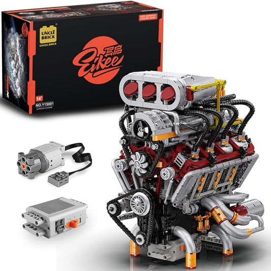 V8 Engine Building Block Set,Mini V8 Engine Kits That Runs,Collectible Set for Adults,Technic Sets Model Engine Gift for Adults,Home or Office Décor Sets for Boys 8-14(2347PCS)