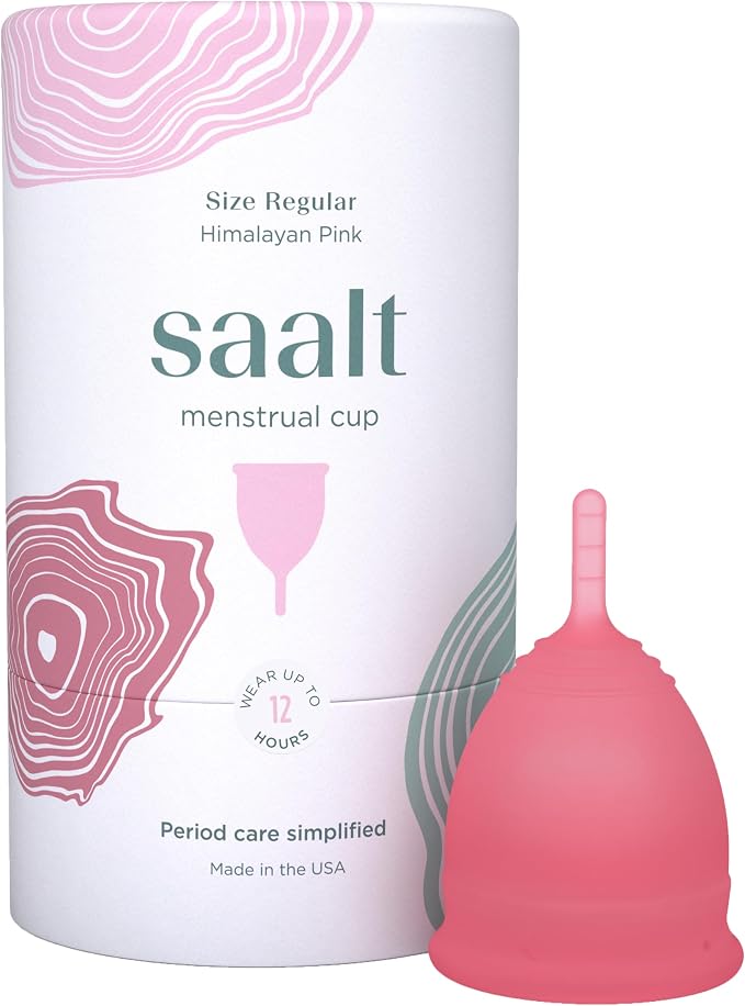 Saalt Menstrual Cup – Reusable Period Cup – Made for Comfortable, Leak-Free Protection Up to 12 Hours – BPA & Latex Free – Includes Cup & Carry Bag (Regular, Himalayan Pink)