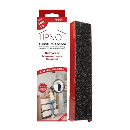 Adhesive Furniture Anchor, No-Drill, Aesthetic & Invisible Once Installed, Anti-Tip Furniture Safety Anchor to Childproof and Babyproof Your Home, Holds Up to 300 Pounds, 1-Pack