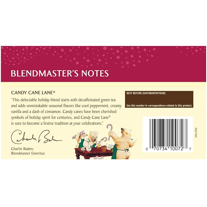Celestial Seasonings Green Tea, Decaffeinated Candy Cane Lane, 18 Count (Pack of 6)