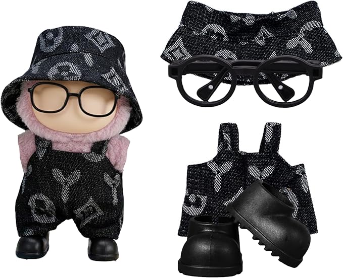 4-in-1 Doll Clothes Compatible with 17cm Dolls, Cute Outfit Set with Fashion Accessories, Chic Style for Collectible Figures (No Doll)