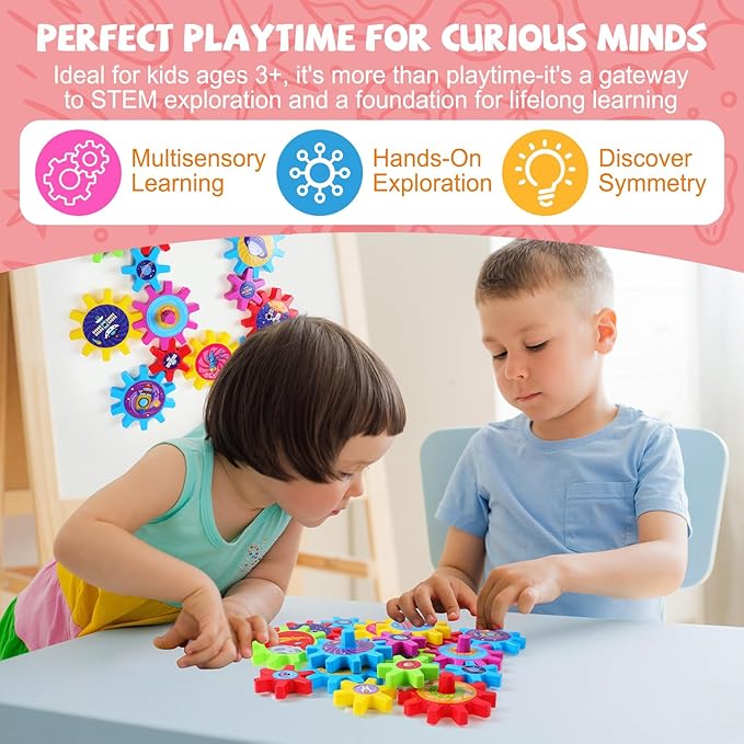 36 Pcs Magnetic Gears Interchangeable Learn Magnetic Spinning Gears for Magnetism Refrigerator or Whiteboard (Space)
