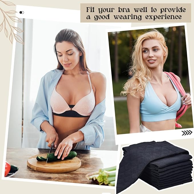 Toulite 10 Pcs Reusable Bra Liners for Sweat, 3 Layer Bra Sweat Pads, Soft Cotton Outer Layer with Polyester Fiber Core