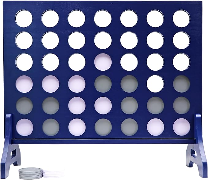 Tailgating Pros Premium Navy Giant Four in a Row with Carrying Case - Jumbo Oversized Outdoor Yard Game - Connect Multiple Pucks in a Row to Win - Many Puck Colors Available!
