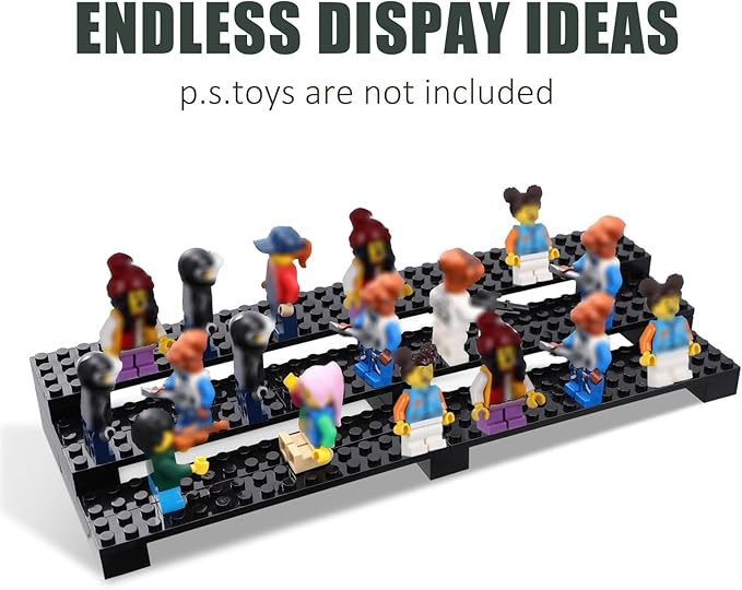 Minifigures Display Stand, for Lego Minifigure Display Case 3-Tier Mini Figure Shelves Compatible Action Figures Legos Lovers Gift, Black