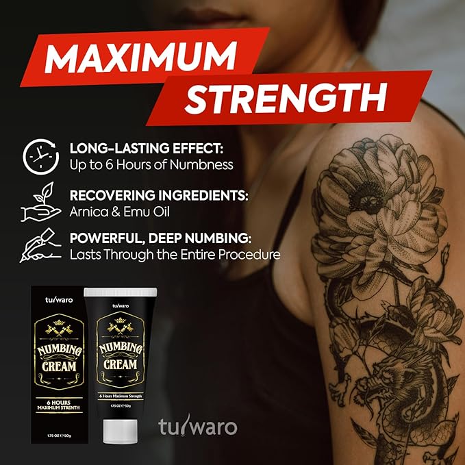 Numbing Cream Extra Strength: Tube Numbing Cream Maximum Strength Long Lasting with Arnica and Emu Oil 1.76 Fl Oz