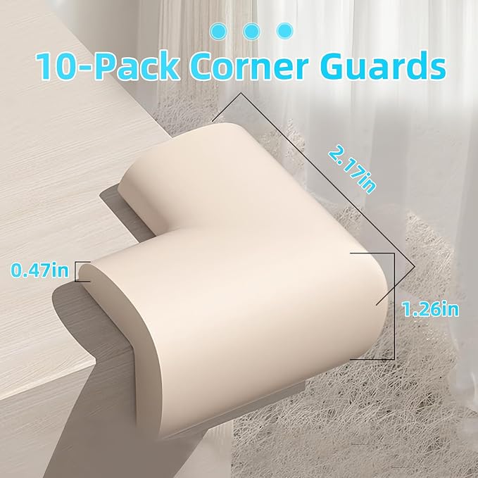 ZOMPAGO Baby Edge Protector 10 Corner Guards - White Foam Furniture Corner Protectors - Baby Proof Corners and Edges for Table, Wall, Bed Frame - Baby Proofing Safety Bumpers