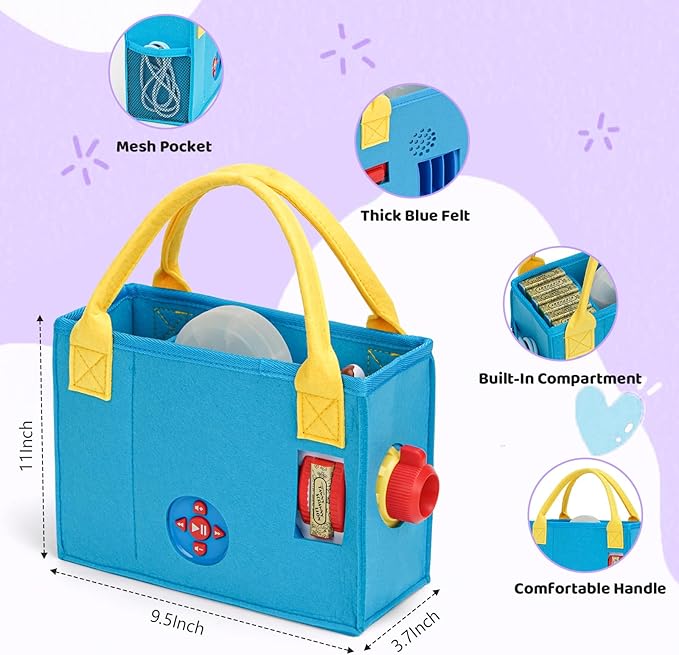 Carrying Case for Little Tikes Story Dream Machine Starter Set – Portable Felt Toy Storage Bag with Handle for Kids
