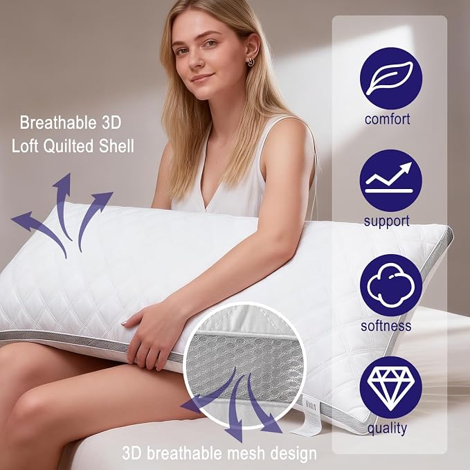 HITO Body Pillow Down Alternative for Back, Stomach or Side Sleepers 21"x54" Fluffy