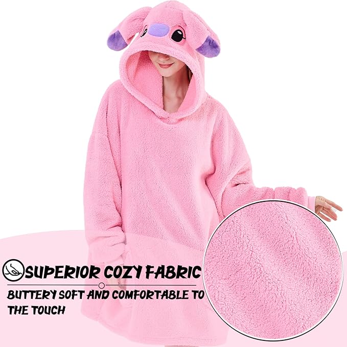 NEWCOSPLAY Wearable Blanket Hoodie Sherpa Hoodie Blanket for Women Men Warm Oversized Sweatshirt with Pockets