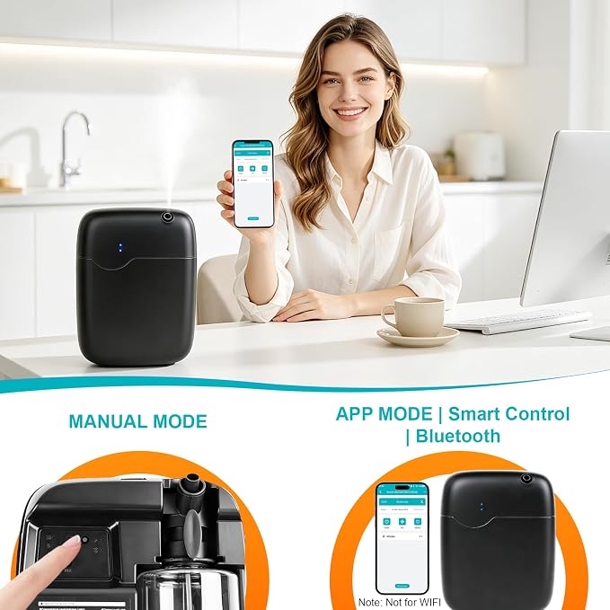 Scent Air Machine for Home, Bluetooth Smart Cold Air Scent Machine with 400ml Oil Bottle, 2000 Sq.Ft Coverage Aromatherapy Diffusers for Large Room Home Hotel Office Spa with App Control (Black)