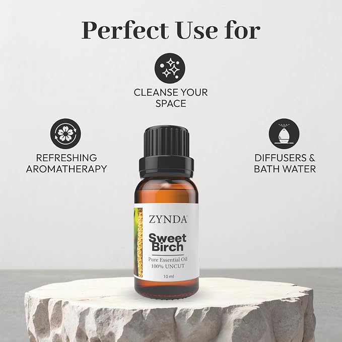 Sweet Birch Essential Oil • 100% Pure & Natural Organic Birch Oil for Muscle Relief, Skin Care & Aromatherapy – Premium Massage & Body Essential Oils – 10ML